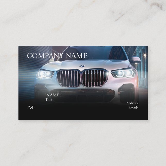MODELE DE BASE DE CARTE DE VISITE VOITURE DE SPORT (Devant)