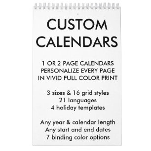 Modèle de blanc de calendrier personnalisé par