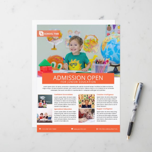 Modèle de brochure d'admission scolaire  (Devant/Arrière en situation)