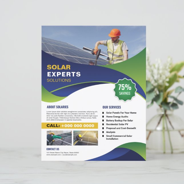 Modèle de brochure de solution d'expert solaire  (Debout devant)