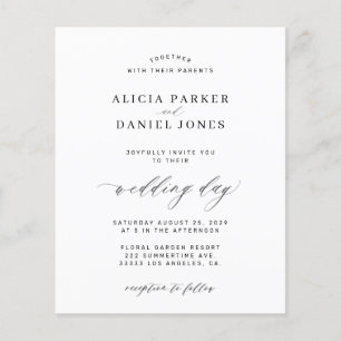 Modèle de budget invitation de mariage noir et bla