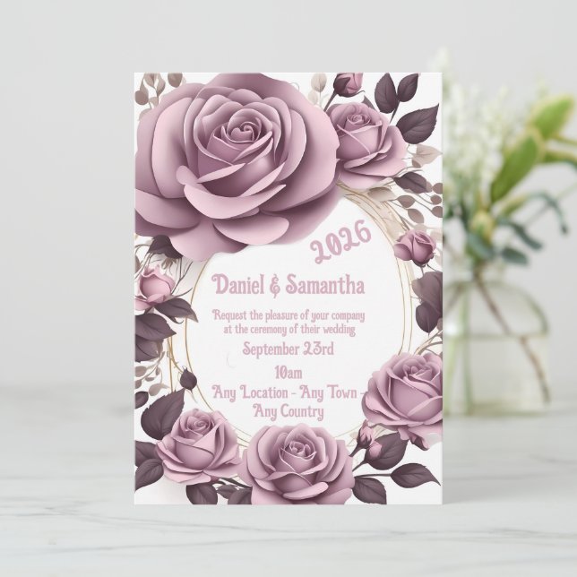 Modèle de cadre de rose élégant pour invitation de (Debout devant)