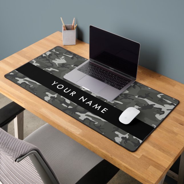 Modèle de camouflage gris, Votre nom, Personnalise (Bureau 2)