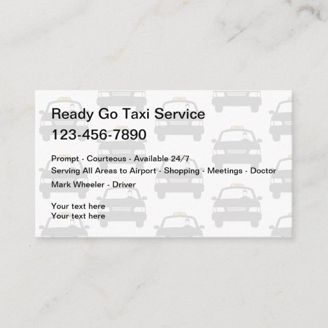 Modèle de carte d'affaires de service de taxi simp (Devant)