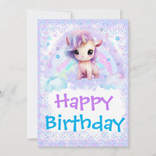 Modèle de carte d'anniversaire licorne arc-en-ciel