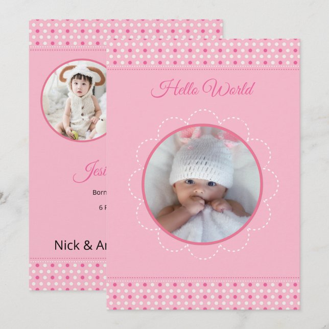 Modèle de carte d'annonce de naissance (Devant / Derrière)
