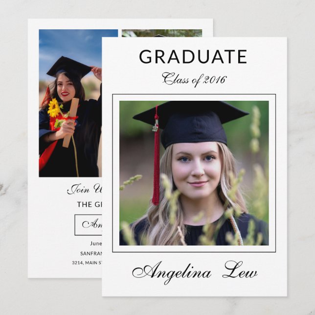 Modèle de carte d'annonce de remise de diplômes (Devant / Derrière)