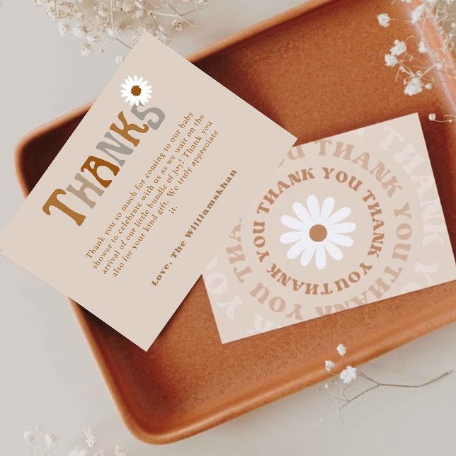 Modèle de carte de baby shower de Merci Boho modif (Créateur téléchargé)