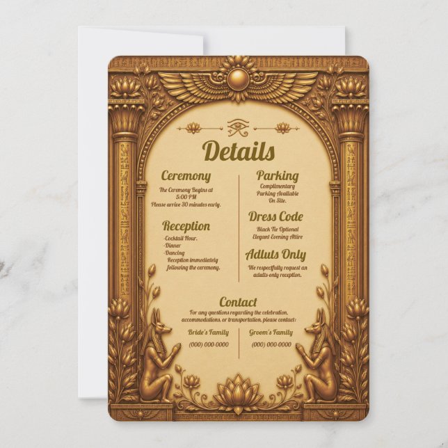 Modèle de carte de détails de mariage égyptien (Devant)