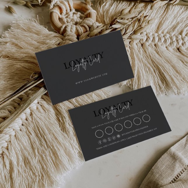 Modèle de carte de fidélité, noir et blanc (Loyalty Card Template, Black & White)