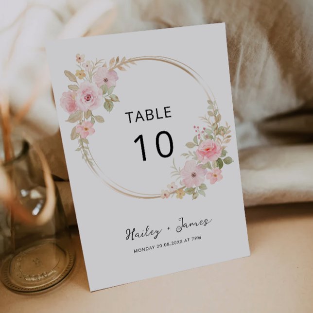 Modèle de carte de Mariage rose (Rose Wedding table card Template)