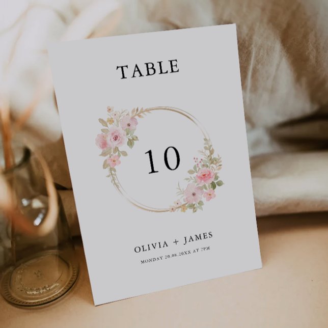 Modèle de carte de Mariage rose (Rose Wedding table card Template)