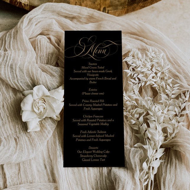Modèle de carte de menu de mariage noir-tie formel (Créateur téléchargé)