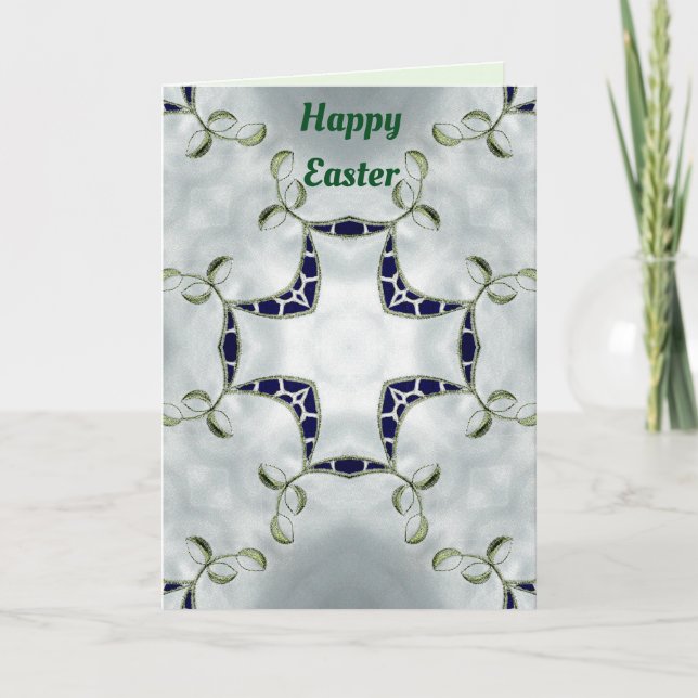 Modèle de carte de Pâques verte et bleue ~ (Devant)