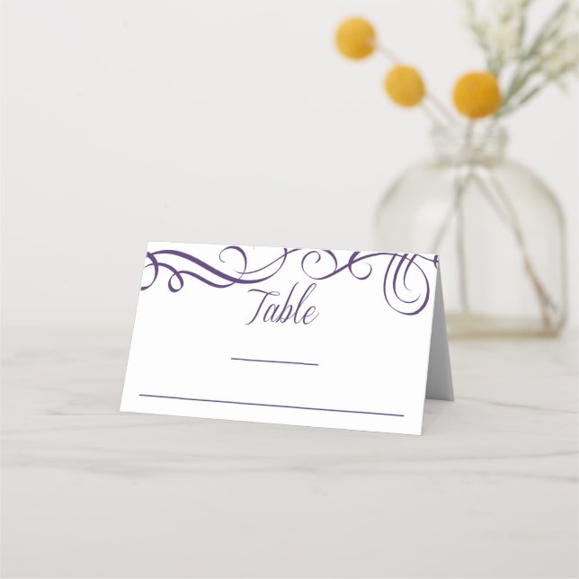 Modèle de carte de placement à volutes élégantes (Devant)