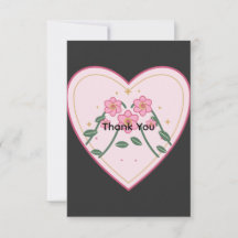 Modèle de carte de remerciement à cœur floral de p