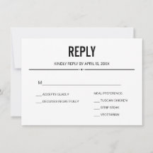 Modèle de carte de réponse de RSVP de mariage simp