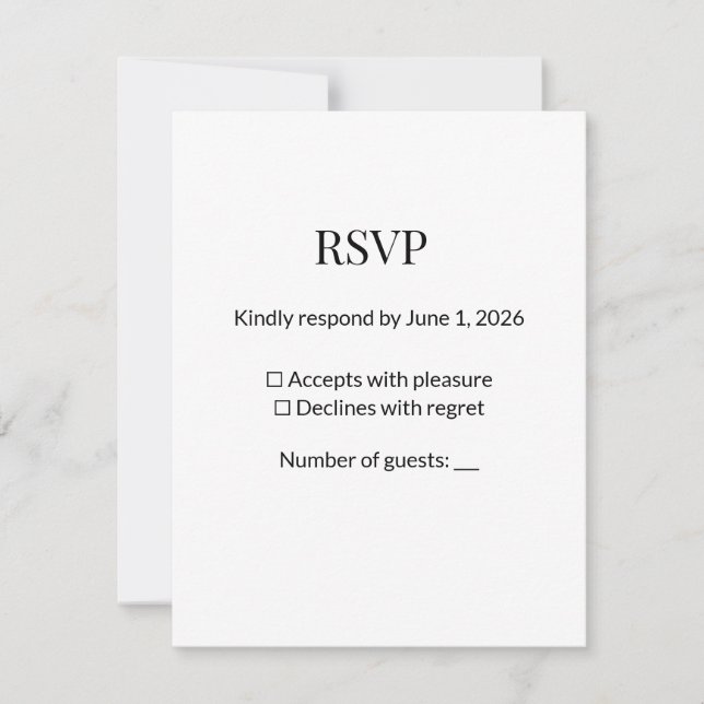 Modèle de carte de réponse RSVP noir et blanc mini (Devant)