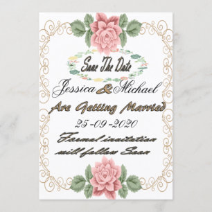 Modèle de carte de sauvegarde de date florale impr