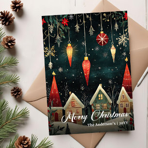 Modèle de carte de scène de Noël nostalgique et fa