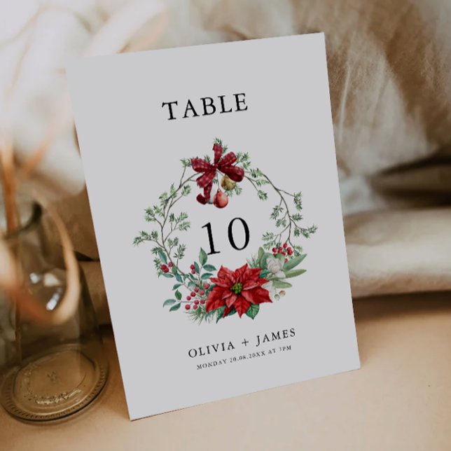 Modèle de carte de table de mariage de Noël (Christmas Wedding table card Template)
