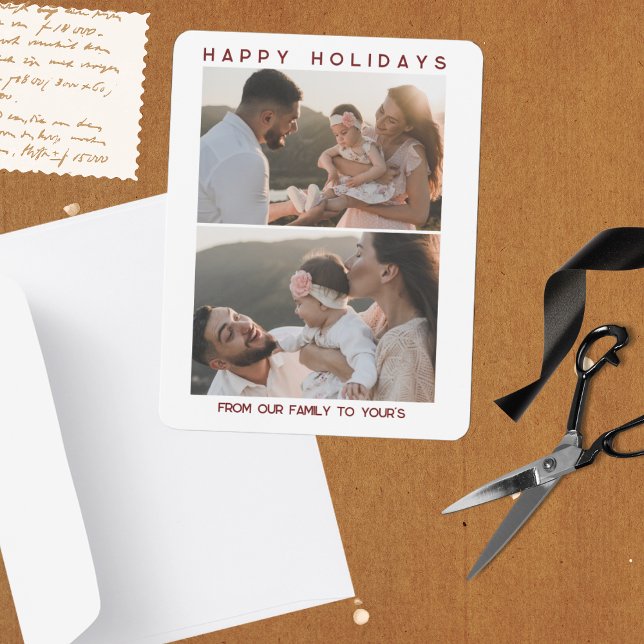 Modèle de carte de vacances de famille rouge (Family Christmas Cards Holiday Custom Template)