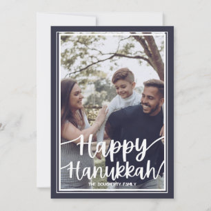 Modèle de carte de vacances de Hanukkah - Bleu fon