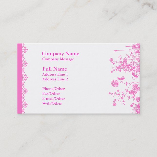 Modèle de carte de visite à jolie couleur rose (Devant)