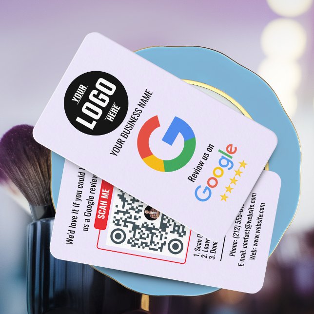 Modèle de carte de visite avec code QR pour les av (Google Review QR Code Business Card - Black and Pink )