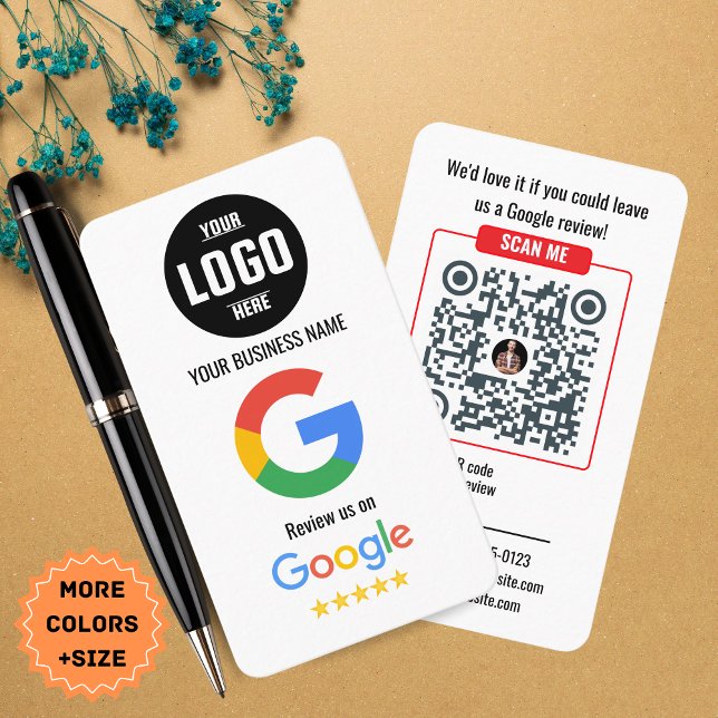 Modèle de carte de visite avec code QR pour les av (Google Reviews | Business Review Link QR Code Business Card)