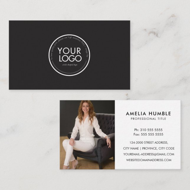Modèle de carte de visite avec logo circulaire per (Devant / Derrière)