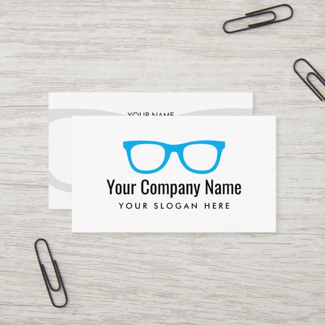Modèle de carte de visite avec logo de lunettes bl (Devant/Arrière en situation)