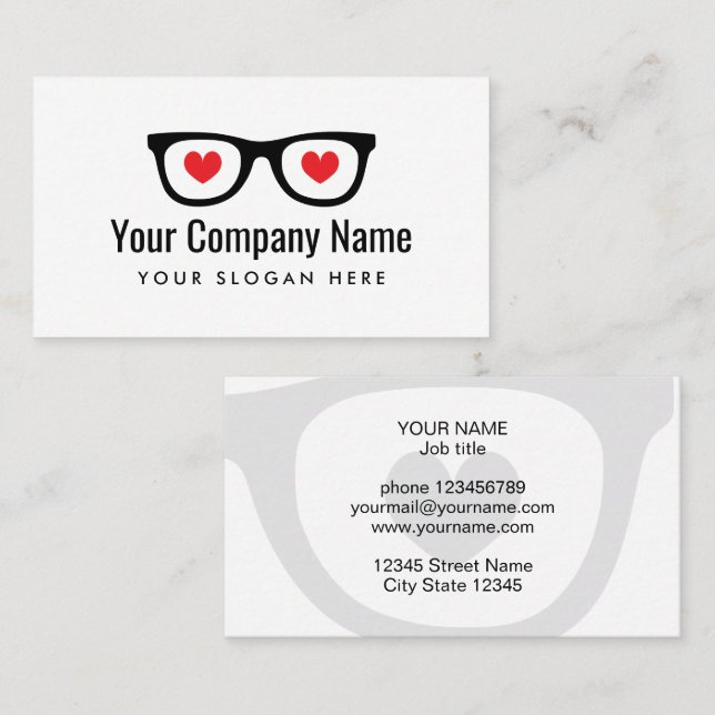 Modèle de carte de visite avec lunettes et logo en (Devant / Derrière)