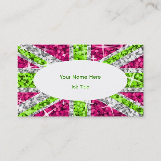 Modèle de carte de visite blanc ovale Glitz UK Lim (Devant)