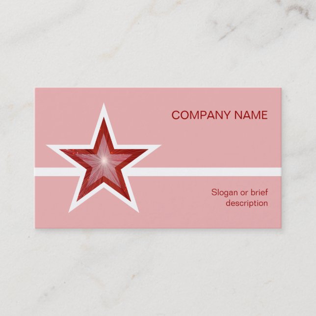 Modèle de carte de visite blanc Red Star rose (Devant)
