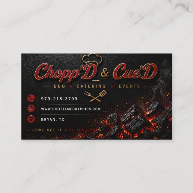 Modèle de carte de visite Chopp’D & Cue’D (Devant)