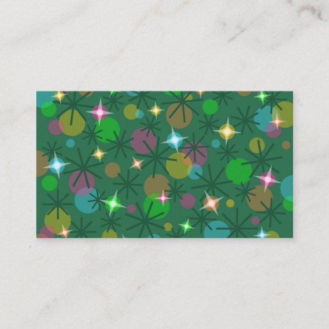 Modèle de carte de visite Christmas Lights vert (Devant)