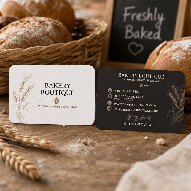 Modèle de carte de visite de boulangerie élégante  (Elegant Bakery Business Card Template | Editable)