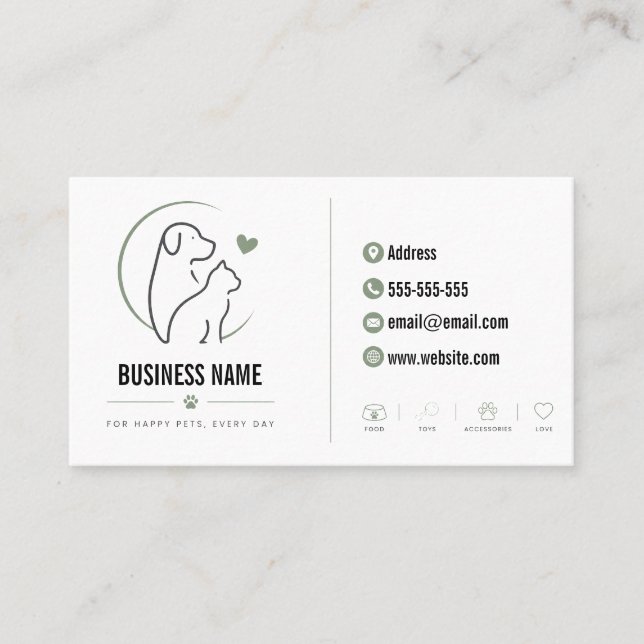 Modèle de carte de visite de boutique pour animaux (Devant)