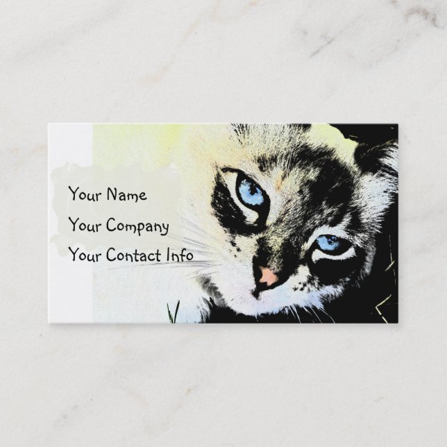 Modèle de carte de visite de chat d'encre (Devant)