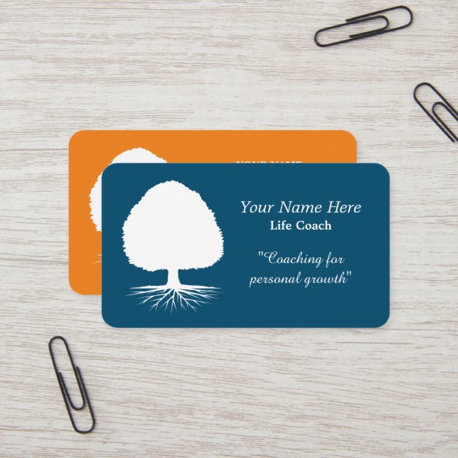 Modèle de carte de visite de coach de vie avec log (Devant/Arrière en situation)