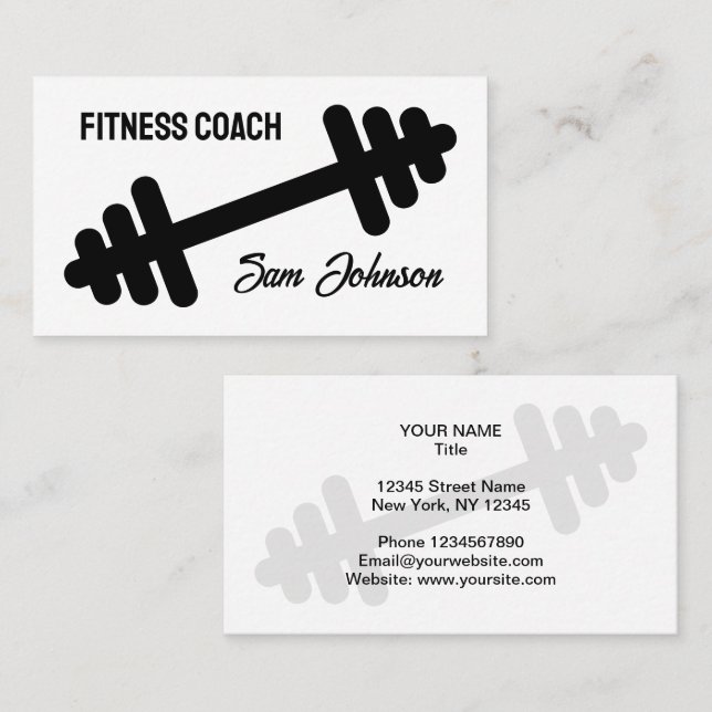 Modèle de carte de visite de coach fitness avec lo (Devant / Derrière)