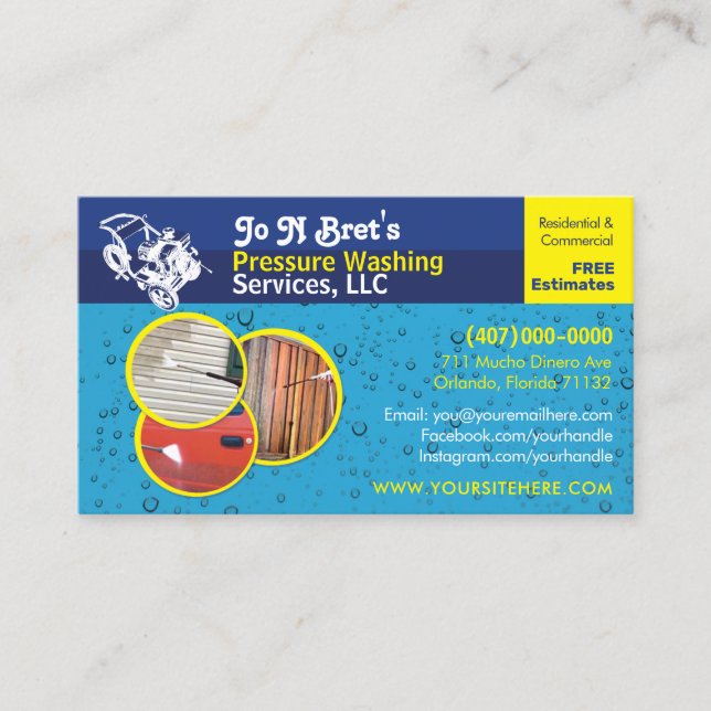 Modèle de carte de visite de lavage et de nettoyag (Devant)