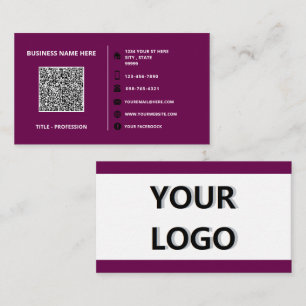 Modèle de carte de visite de logo et de code QR de