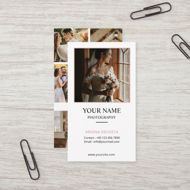 Modèle de carte de visite de photographe (Devant/Arrière en situation)