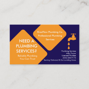 Modèle de carte de visite de plombier   Services d