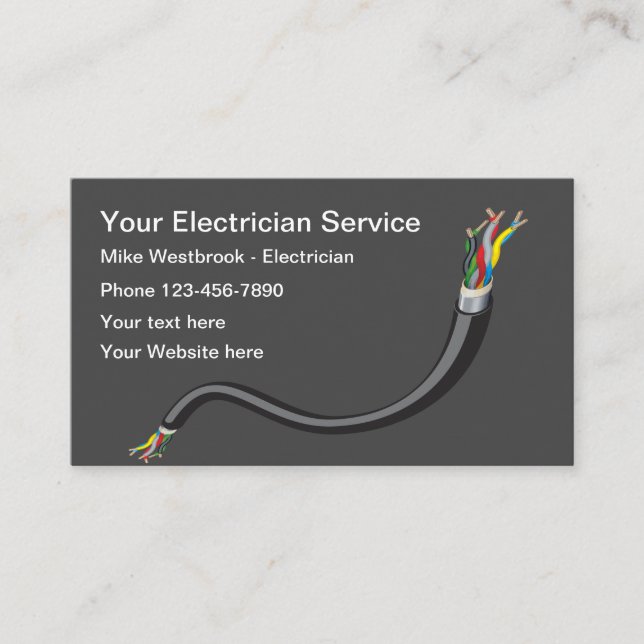 Modèle de carte de visite d'électricien simple (Devant)