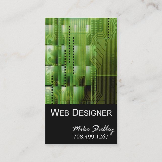 Modèle de carte de visite du Web Design-2 (vert) (Devant)