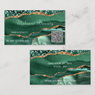 Modèle de carte de visite Emerald Green QR Code