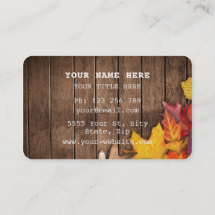 Modèle de carte de visite en bois d'automne